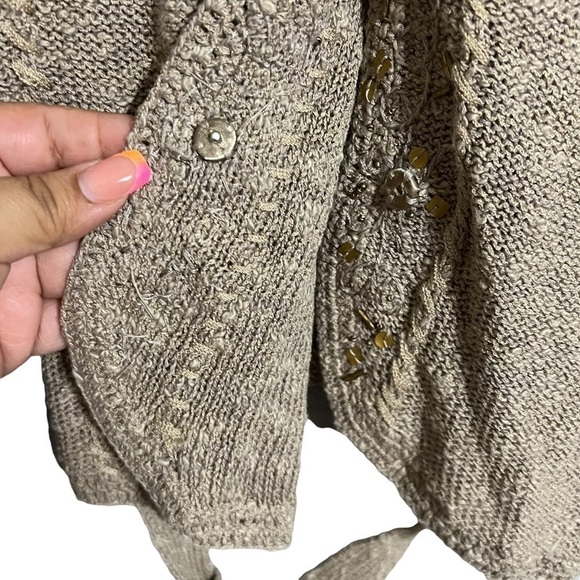 Chico’s Cardigan linen blend embroidered medium - Picture 9 of 11